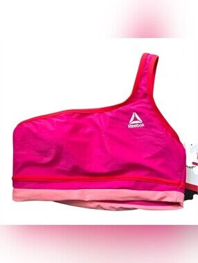 BNWT Reebok Pink and Light Pink One-Shoulder Sports Bra